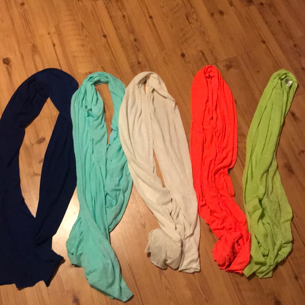 Scarves | Blue | Teal | White | Coral | Lime Green